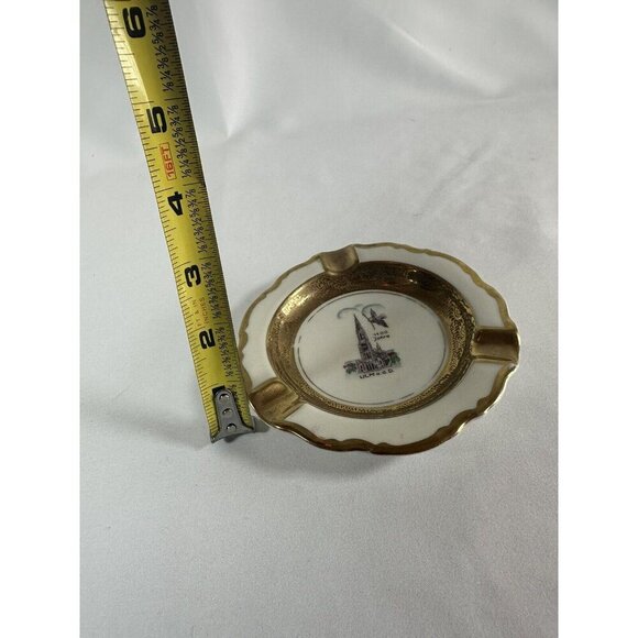 VINTAGE RARE- ASHTRAY - 3 3/4" ROUND - GOLD TRIM - Picture 6 of 6